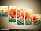 Peinture acrylique Poppy | Orange, vert | 150x70cm 5Liège peint à la main