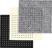 Hobbyvilt met gaten, afm 20x20 cm, dikte 3 mm, zwart, grijs, off-white, 3x4 vel/ 1 doos | Vilt vellen | knutselvilt | Hobby vilt