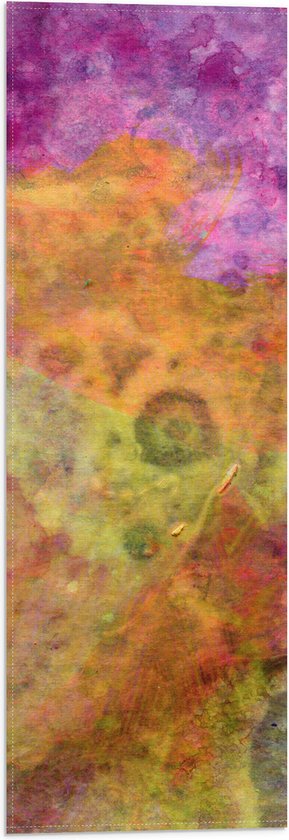Vlag - Abstracte Vormen in Oranje, Gele en Paarse Tinten - 20x60 cm Foto op Polyester Vlag