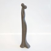 Geert Kunen / Skulptuur / Beeld / Vrouw / Man / Koppel - Groen / goud - 10 x 10 x 45 cm hoog.