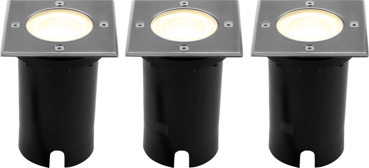 Ledvion Set van 3 LED Grondspot Buiten IP67 3W 230V 345Lm 2700K GU10 wit