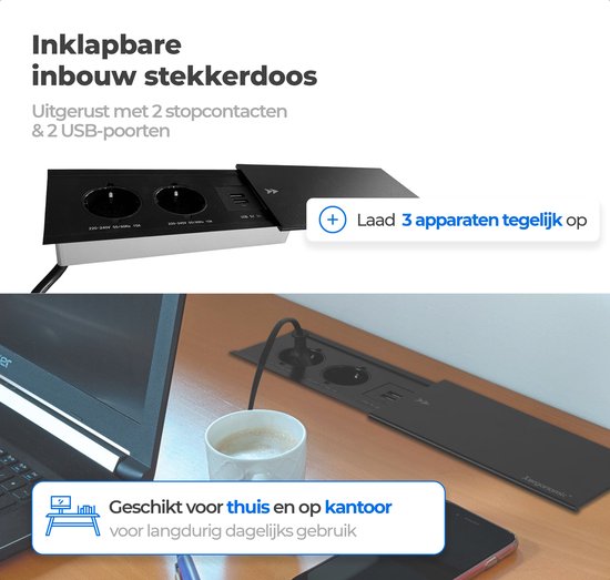 Contactdoos 4 voudig vierkant - Contactdoos 4 voudig vierkant zonder kabel, Wit