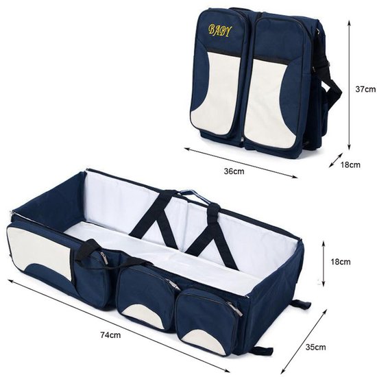 Baby bed - Luiertas - Reisbedje voor Baby’s en Kleuters - Opvouwbare Reiswieg - Reisbed met matras - Reistas - Blauw van Merkloos — afbeelding 4