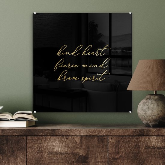 MuchoWow® Peinture sur verre - Citations - Dictons - Or - Zwart - 50x50 cm - Peintures sur verre acrylique - Photo sur Glas
