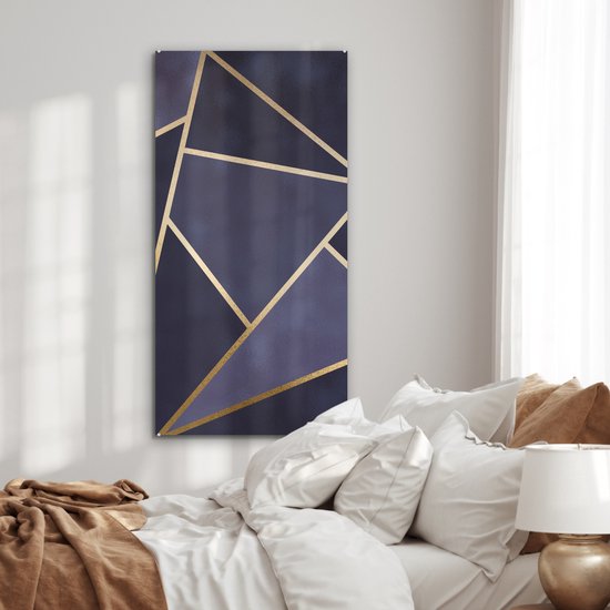 Peinture sur Verre - Marbre - Blauw - Collage - 60x120 cm - Peintures Plexiglas