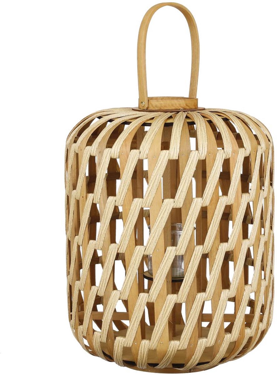 Mica Decorations Lantaarn Helios - 42x42x55 cm - Polyester - Bruin