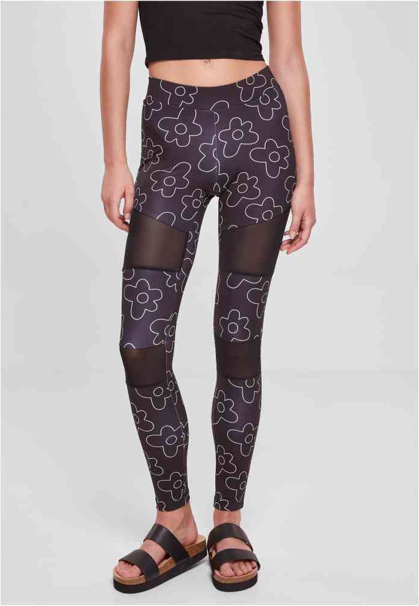 Urban Classics Tech Mesh All over print Legging 4XL Zwart