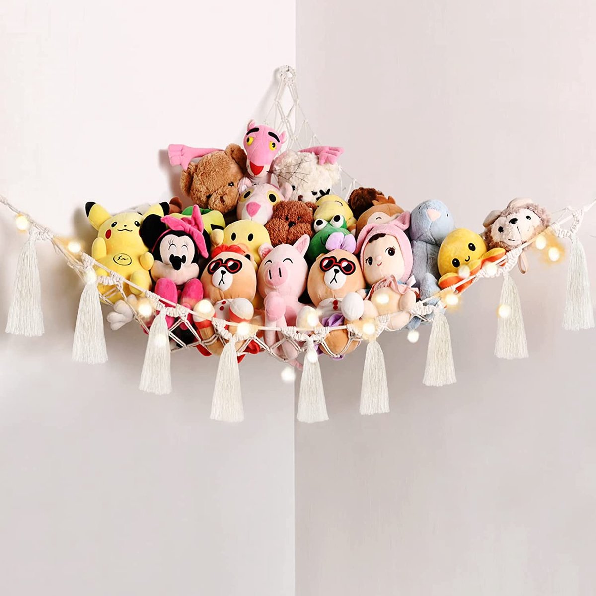 1 Pièce Grand Filet De Rangement Pour Jouets En Peluche À Pompons Boho Ou  Hamac, Hamac Pour Jouets, Coin De Rangement Pour Jouets En Peluche Suspendu  À Un Filet, Boîte De Rangement