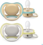 Philips Avent Ultra Air Fopspeen - 0 tot 6 Maanden - 2 Speentjes - Beige/Grijs - SCF085/15