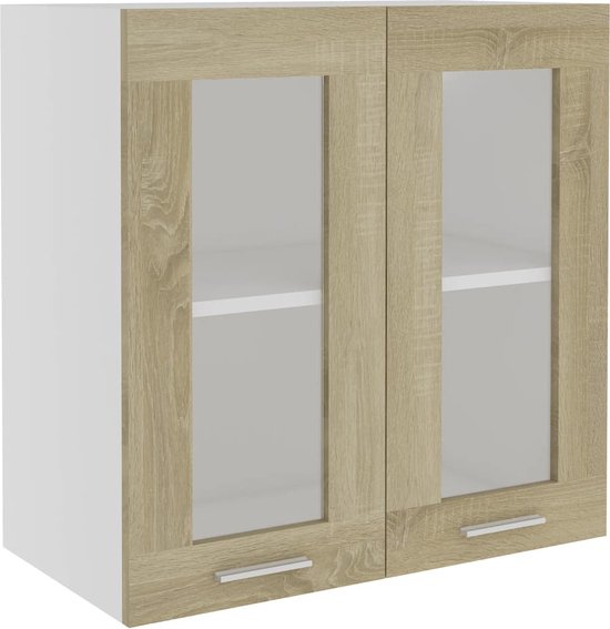 Bussandri Hängeschrank Grau Sonoma - 60x31x60cm Mit Glasfront