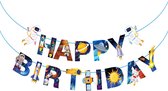 Happy Birthday Slinger Kinderfeestje Verjaardag Versiering Slingers Vlaggenlijn Ruimte Space Astronauten Versiering