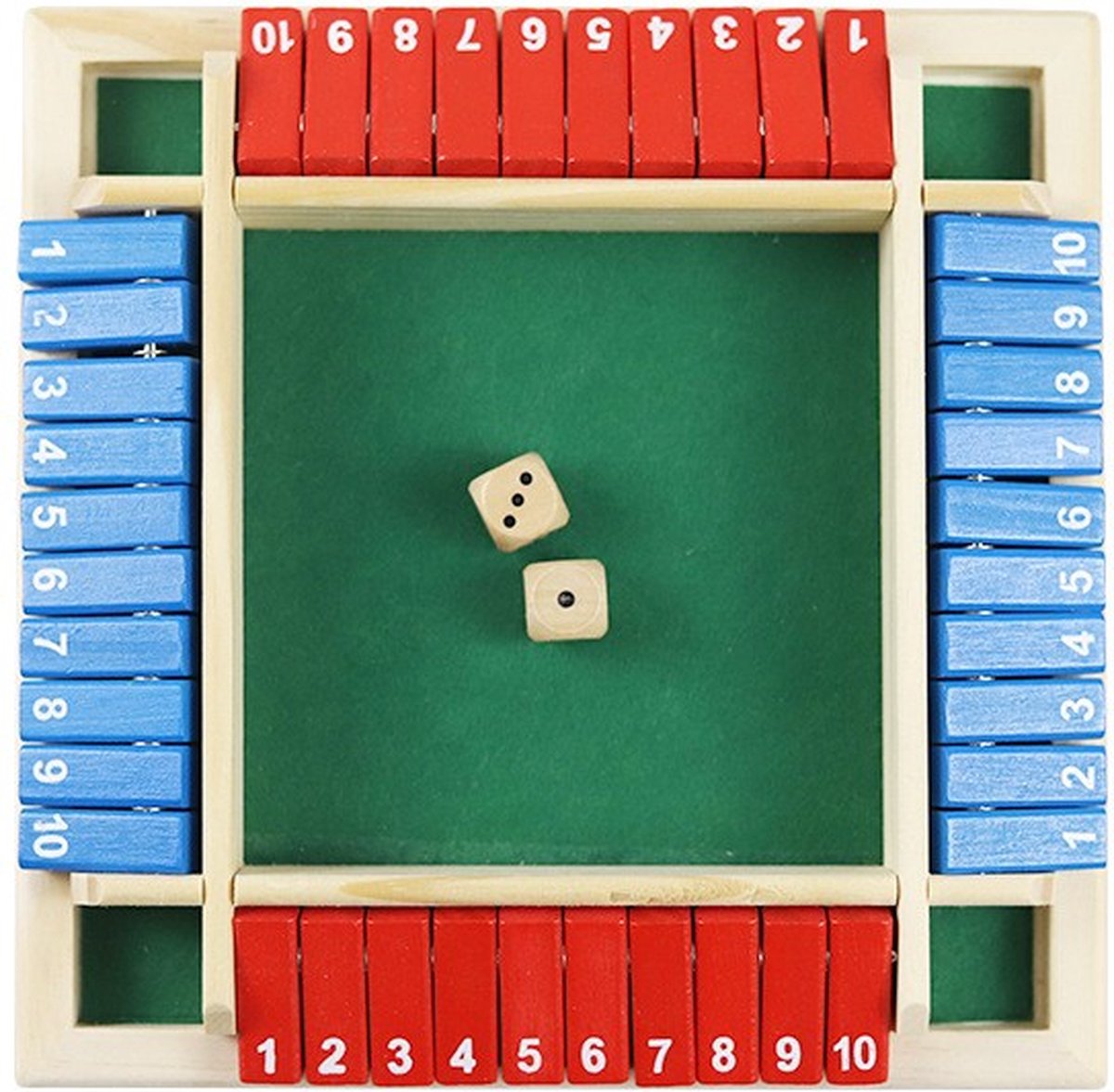 Shut The Box - 4 Spelers - Rood & Blauw - Dobbelspel - Rekenspel