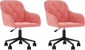 vidaXL- Chaises de salle à manger-pivotantes-2-pcs-velours-rose