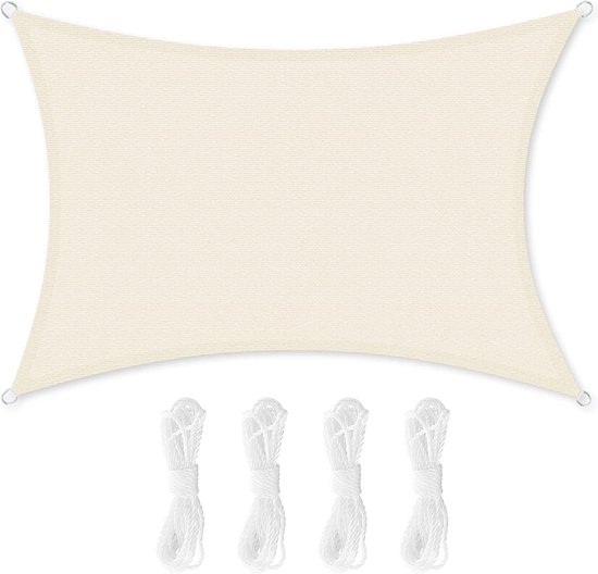 Sunblock-Schaduwdoek 1.5 x 7 m Water-En Luchtdoorlatend Zonwering Vierkant Zonwering Zonnezeil met Oogjes Voor Tuin, Terras, Camping, Hemelsblauw