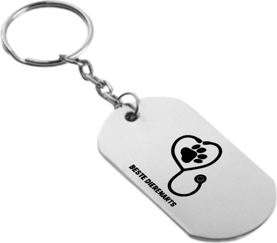 Meilleur porte-clés vétérinaire avec carte - Cadeau vétérinaire - meilleur vétérinaire - Joli cadeau à offrir à votre vétérinaire - 2,9 x 5,4 cm