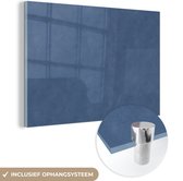 MuchoWow® Glasschilderij 60x40 cm - Schilderij acrylglas - Leer - Blauw - Dierenhuid - Foto op glas - Schilderijen