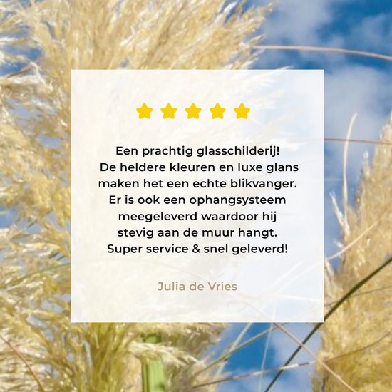 MuchoWow® Peinture sur verre 80x160 cm - Peinture sur verre acrylique - Herbe de la pampa - Plante - Nature - Photo sur verre - Peintures