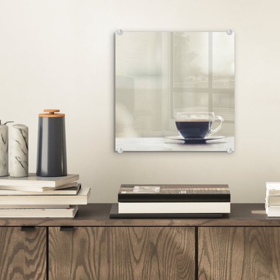 Peinture sur Verre - Espresso dans une Tasse en Verre - 20x20 cm - Peintures sur Verre Peintures - Photo sur Glas