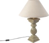 QAZQA hyssop tl - Landelijke Tafellamp met kap - 1 lichts - H 705 mm - Taupe - Woonkamer | Slaapkamer
