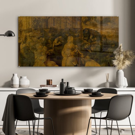 MuchoWow® Peinture sur verre 120x60 cm - Peinture sur verre - Adoration des Mages - Leonardo de Vinci - Photo sur verre acrylique - Peintures
