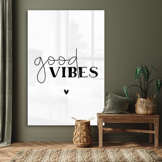 MuchoWow® Peinture sur Verre - Citations - Good Vibes - Proverbes - 100x150 cm - Peintures sur Verre Acrylique - Photo sur Glas