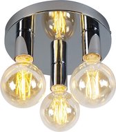 QAZQA facil - Design Plafondlamp - 3 lichts - Ø 250 mm - Chroom - Woonkamer | Slaapkamer | Keuken