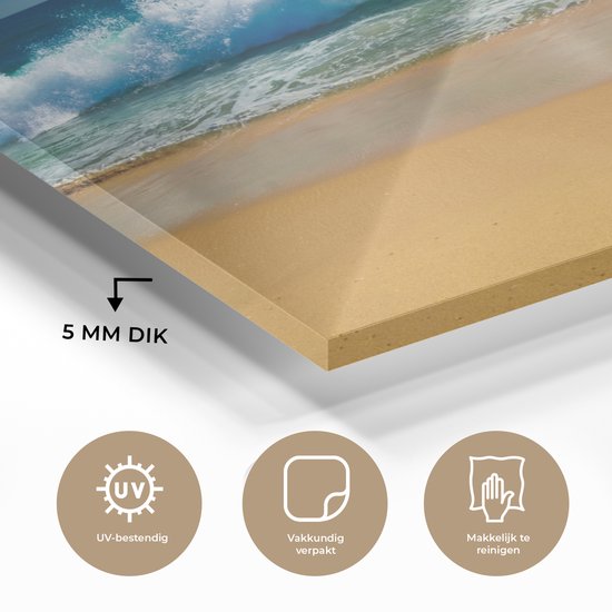 MuchoWow® Peinture sur verre 80x60 cm - Peinture sur verre acrylique - Mer - Golf - Plage - Photo sur verre - Peintures