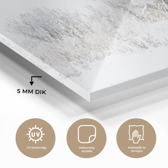 MuchoWow® Peinture sur Verre - Cerf - Hiver - Neige - Animaux - Saisons - Wit - 90x60 cm - Peintures sur Verre Peintures - Photo sur Glas