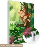 MuchoWow® Peinture sur verre 60x80 cm - Peinture sur verre acrylique - Singe - Jungle - Garçons - Filles - Fleurs - Kids - Photo sur verre - Peintures