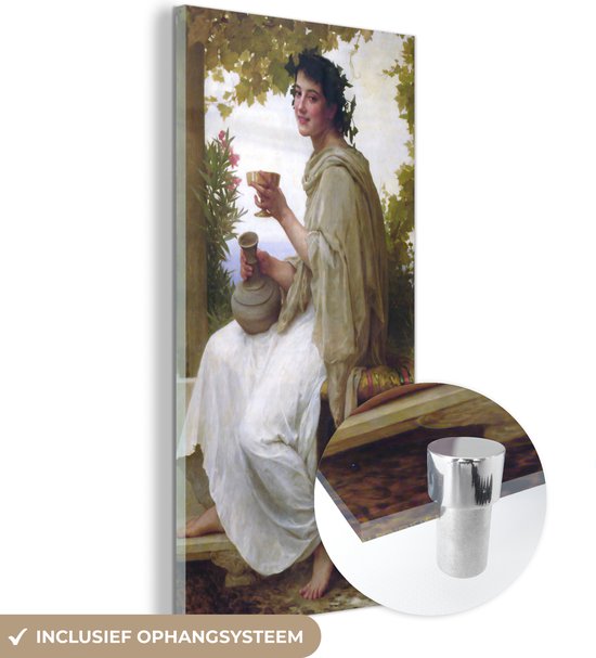 MuchoWow® Peinture sur verre 40x80 cm - Peinture sur verre - Bacchante - peinture de William-Adolphe Bouguereau - Photo sur verre acrylique - Peintures