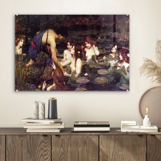 Peinture sur verre - Hylas et les nymphes - peinture de John William Waterhouse - 60x40 cm - Peintures Plexiglas