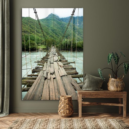 Peinture sur Verre - Pont - Bois - Rivière - 100x150 cm - Peintures sur Verre Peintures - Photo sur Glas