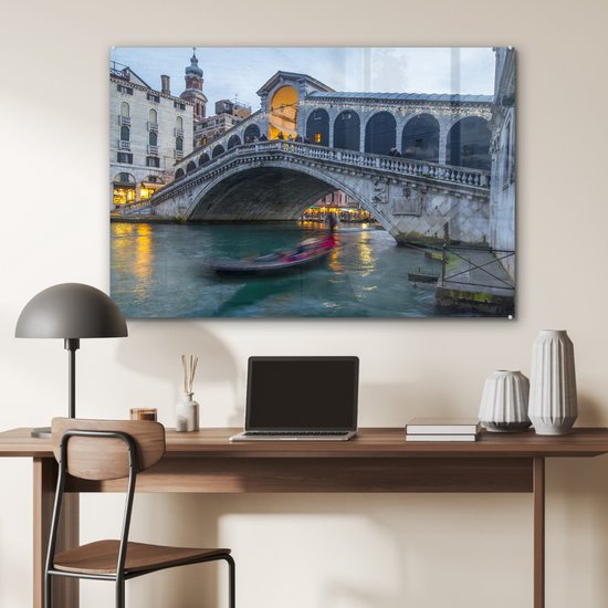Pont du Rialto Venise Glas 90x60 cm - Tirage photo sur Glas (décoration murale en plexiglas)