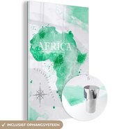 MuchoWow® Glasschilderij 120x180 cm - Schilderij acrylglas - Afrika - Wereldkaart - Waterverf - Foto op glas - Schilderijen