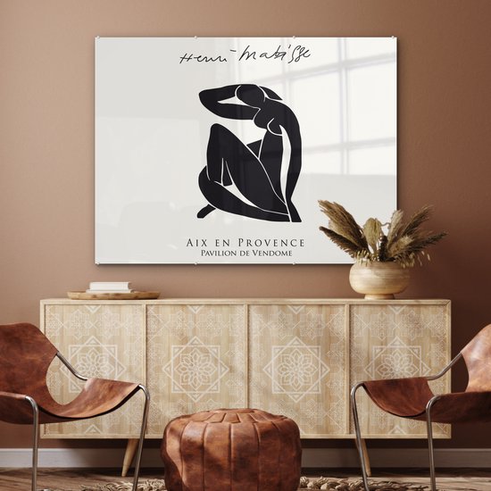 MuchoWow® Peinture sur verre 120x90 cm - Peinture sur verre acrylique - Femme - Abstrait - Zwart - Henri Matisse - Photo sur verre - Peintures