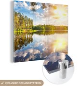 MuchoWow® Peinture sur verre 20x20 cm - Peinture acrylique sur verre - Arbres - Water - Soleil - Photo sur verre - Peintures