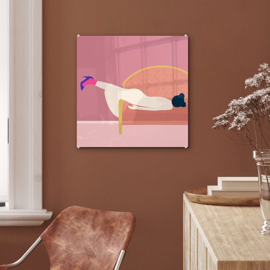 MuchoWow® Peinture sur verre 50x50 cm - Peinture sur verre acrylique - Vintage - Femmes - Pastel - Photo sur verre - Peintures