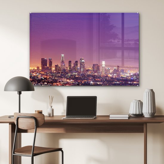 Los Angeles at night Glas 120x80 cm - Tirage photo sur Glas (Décoration murale en plexiglas)
