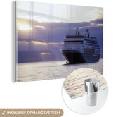 Bateau de croisière avec de beaux rayons de soleil en arrière-plan Plexiglas 180x120 cm - Tirage photo sur Glas (décoration murale plexiglas) XXL / Groot format!