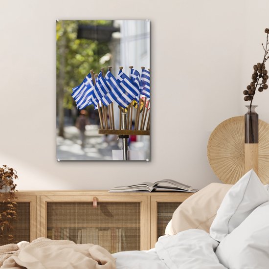 Drapeaux grecs comme souvenirs Plexiglas 40x60 cm - Tirage photo sur Glas (décoration murale en plexiglas)