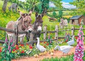 Diamond Painting Ezeltjes en ganzen op de boerderij 60x80cm. (Volledige bedekking - Vierkante steentjes) diamondpainting inclusief tools
