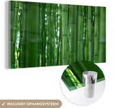 MuchoWow® Glasschilderij 160x80 cm - Schilderij acrylglas - Het Bamboebos van Arashiyama van dichtbij - Foto op glas - Schilderijen