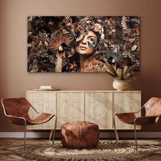 Peinture sur Verre - Femme - Luxe - Animaux - 160x80 cm - Peintures sur Verre Peintures - Photo sur Glas