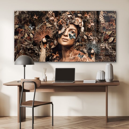 Peinture sur Verre - Femme - Luxe - Animaux - 160x80 cm - Peintures sur Verre Peintures - Photo sur Glas