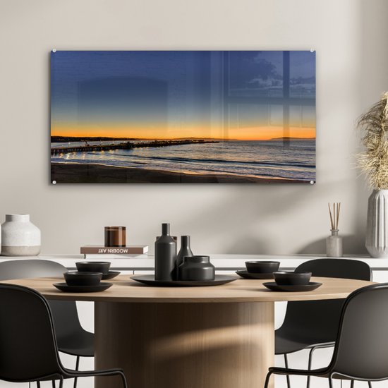La côte et l'embarcadère de Santa Cruz California Plexiglass 80x40 cm - Tirage photo sur Glas (décoration murale en plexiglas)