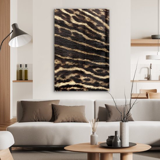 MuchoWow® Glasschilderij 80x120 cm - Schilderij acrylglas - Vacht - Dieren - Bruin - Foto op glas - Schilderijen