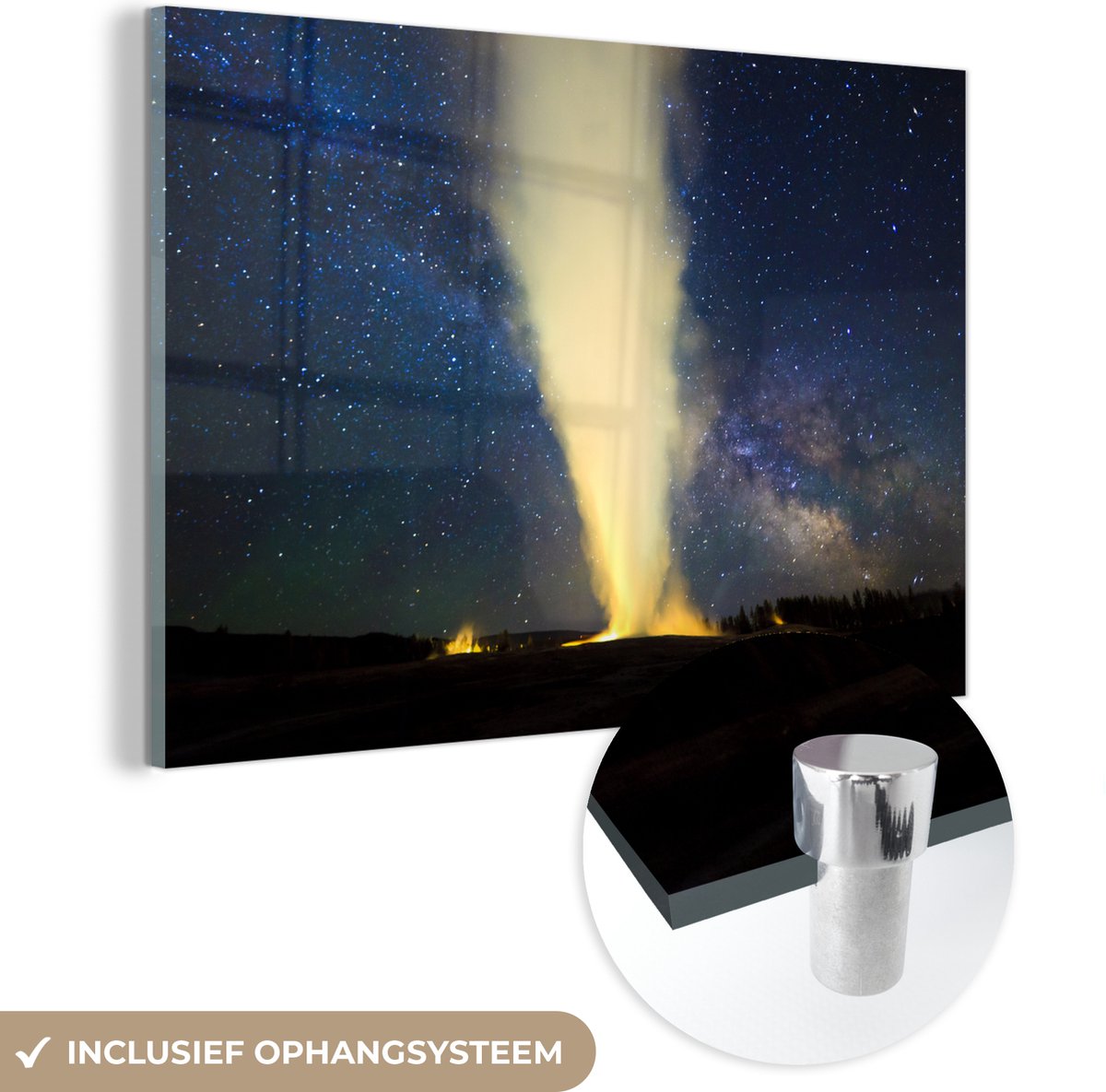 ® Glasschilderij 150x100 cm - Schilderij acrylglas - Geiser in Yellowstone National Park b
