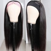 Perruques pour femmes - Style Cheveux Incl. Bandeau - 100% Cheveux Naturels - Cheveux Naturels - Facile À Attacher - Cheveux Brillants Et Épais - Zwart - Cheveux Raides 61 cm