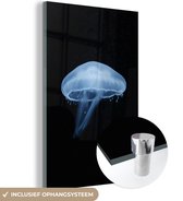 MuchoWow® Glasschilderij 20x30 cm - Schilderij acrylglas - Kwal - Blauw - Zwart - Foto op glas - Schilderijen