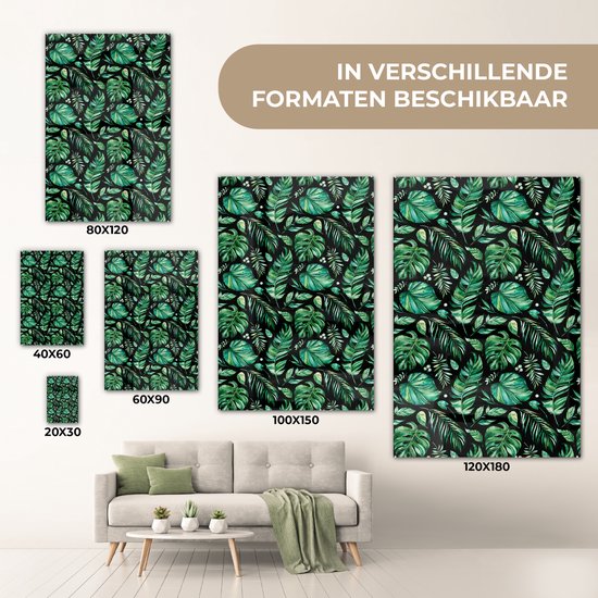 MuchoWow® Peinture sur verre 120x180 cm - Peinture sur verre - Vintage - Feuilles - Vert - Photo sur verre acrylique - Peintures